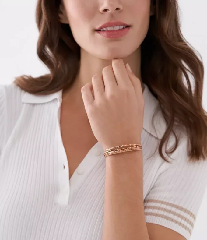 All Stacked Up Brown Leather Chain Bracelet