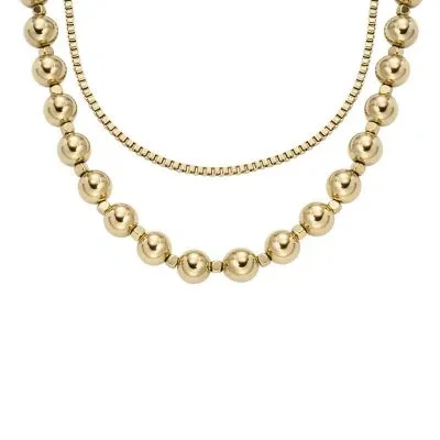 All Stacked Up Gold-Tone Stainless Steel Beaded Necklace All Stacked Up Gold-Tone Stainless Steel Beaded Necklace