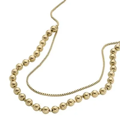 All Stacked Up Gold-Tone Stainless Steel Beaded Necklace All Stacked Up Gold-Tone Stainless Steel Beaded Necklace