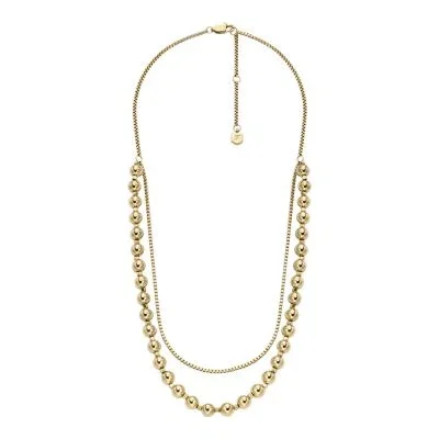 All Stacked Up Gold-Tone Stainless Steel Beaded Necklace All Stacked Up Gold-Tone Stainless Steel Beaded Necklace
