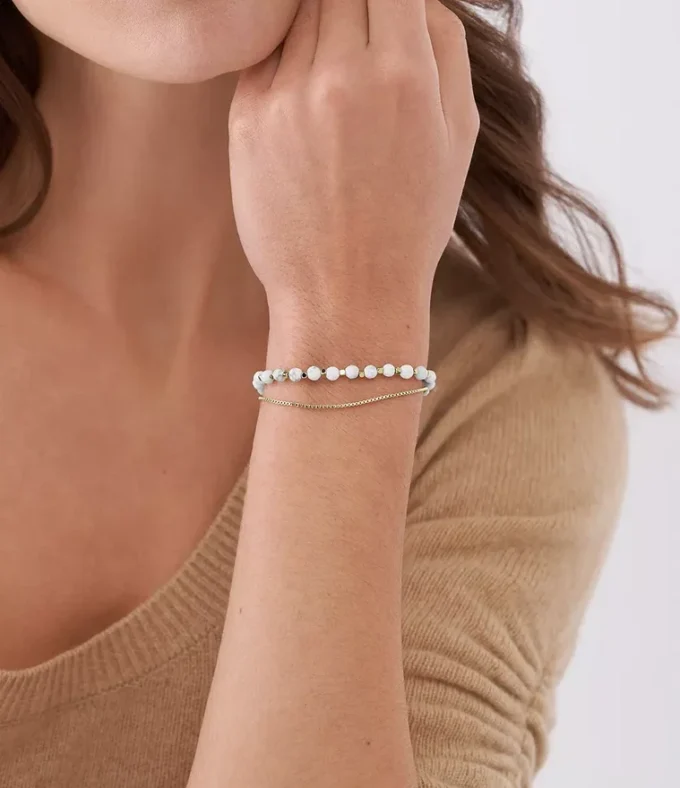 All Stacked Up Howlite Chain Beaded Bracelet
