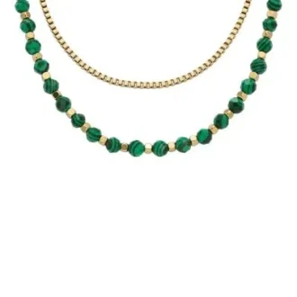 All Stacked Up Reconstituted Green Malachite Beaded Necklace All Stacked Up Reconstituted Green Malachite Beaded Necklace