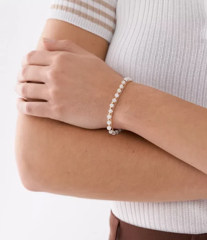 All Stacked Up Rose Quartz Chain Beaded Bracelet