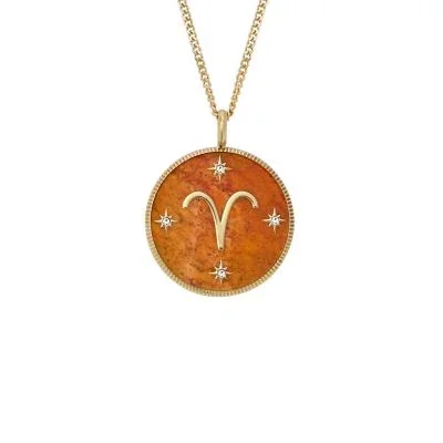 Aries Sutton Zodiac Gold-Tone Stainless Steel Red Carnelian Pendant Necklace Aries Sutton Zodiac Gold-Tone Stainless Steel Red Carnelian Pendant Necklace