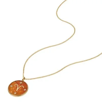 Aries Sutton Zodiac Gold-Tone Stainless Steel Red Carnelian Pendant Necklace Aries Sutton Zodiac Gold-Tone Stainless Steel Red Carnelian Pendant Necklace