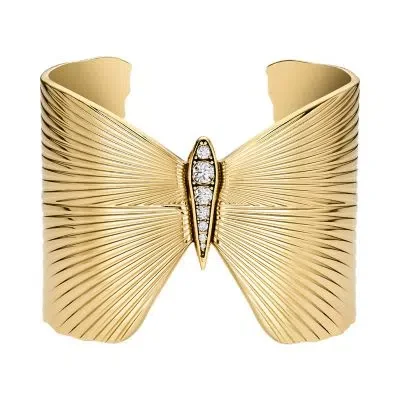 Butterfly Collection Gold-Tone Stainless Steel Cuff Bracelet Butterfly Collection Gold-Tone Stainless Steel Cuff Bracelet