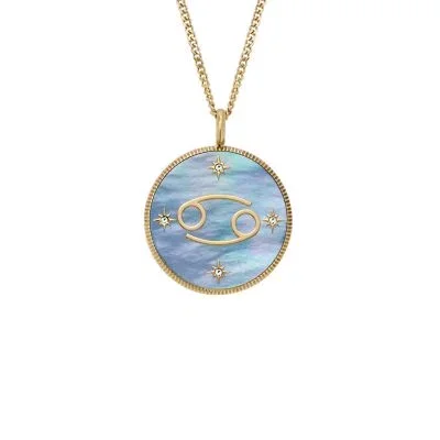 Cancer Sutton Zodiac Gold-Tone Stainless Steel Black Mother-of-Pearl Pendant Necklace Cancer Sutton Zodiac Gold-Tone Stainless Steel Black Mother-of-Pearl Pendant Necklace