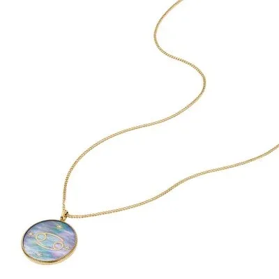 Cancer Sutton Zodiac Gold-Tone Stainless Steel Black Mother-of-Pearl Pendant Necklace Cancer Sutton Zodiac Gold-Tone Stainless Steel Black Mother-of-Pearl Pendant Necklace