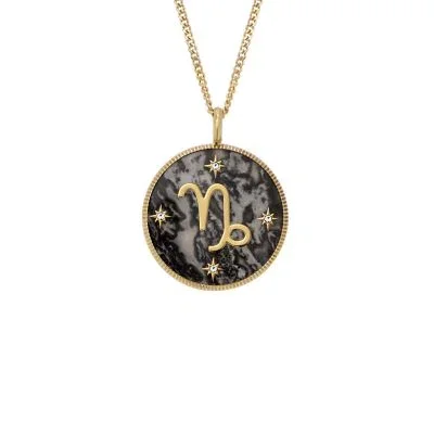 Capricorn Sutton Zodiac Gold-Tone Stainless Steel Gray Hematite Pendant Necklace Capricorn Sutton Zodiac Gold-Tone Stainless Steel Gray Hematite Pendant Necklace