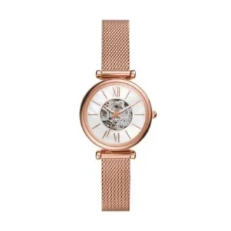 Carlie Mini Automatic Rose Gold-Tone Stainless Steel Mesh Watch