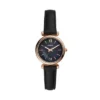 Carlie Mini Three-Hand Black Leather Watch Carlie Mini Three-Hand Black Leather Watch