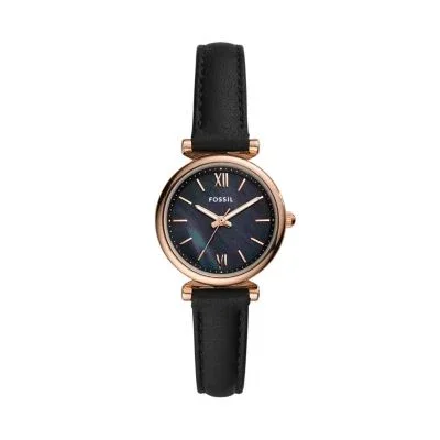 Carlie Mini Three-Hand Black Leather Watch Carlie Mini Three-Hand Black Leather Watch