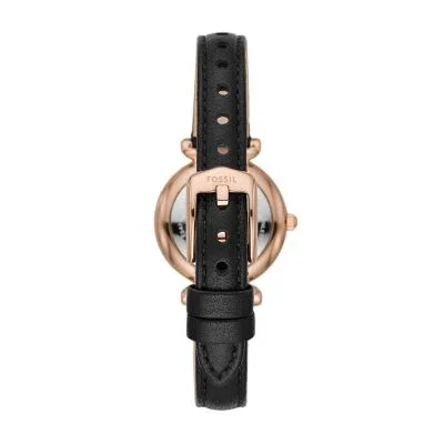 Carlie Mini Three-Hand Black Leather Watch Carlie Mini Three-Hand Black Leather Watch