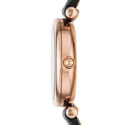 Carlie Mini Three-Hand Black Leather Watch Carlie Mini Three-Hand Black Leather Watch