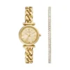 Carlie Three-Hand Gold-Tone Stainless Steel Watch and Bracelet Set Carlie Three-Hand Gold-Tone Stainless Steel Watch and Bracelet Set