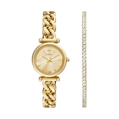 Carlie Three-Hand Gold-Tone Stainless Steel Watch and Bracelet Set Carlie Three-Hand Gold-Tone Stainless Steel Watch and Bracelet Set