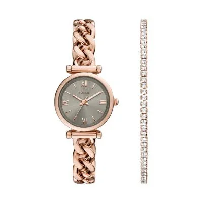 Carlie Three-Hand Rose Gold-Tone Stainless Steel Watch and Bracelet Set Carlie Three-Hand Rose Gold-Tone Stainless Steel Watch and Bracelet Set