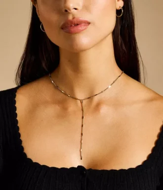 Ellis All Stacked Up Gold-Tone Stainless Steel Y-Neck Necklace