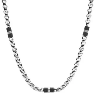 Ellis Black Marble and Stainless Steel Beaded Necklace Ellis Black Marble and Stainless Steel Beaded Necklace