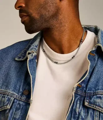 Ellis Black Marble and Stainless Steel Beaded Necklace Ellis Black Marble and Stainless Steel Beaded Necklace