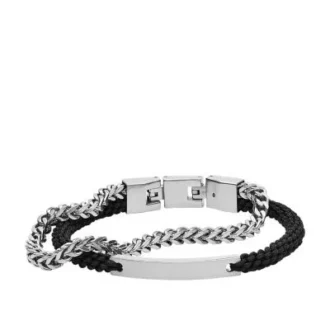 Ellis Black Nylon and Stainless Steel Double-Strand Bracelet Ellis Black Nylon and Stainless Steel Double-Strand Bracelet