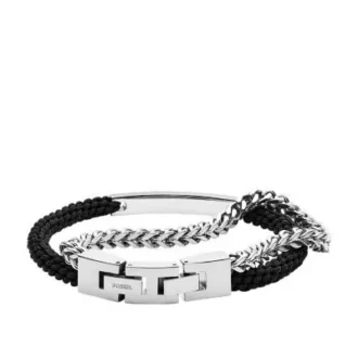 Ellis Black Nylon and Stainless Steel Double-Strand Bracelet Ellis Black Nylon and Stainless Steel Double-Strand Bracelet