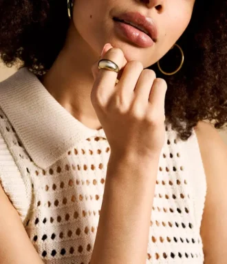 Ellis Domed Collection Gold-Tone Stainless Steel Band Ring