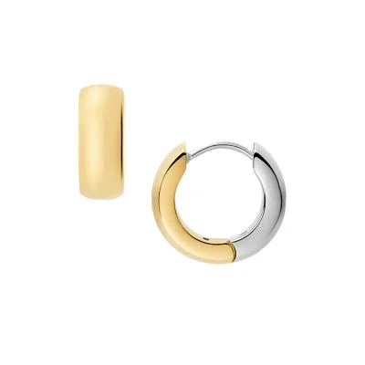 Ellis Domed Collection Two-Tone Stainless Steel Hoop Earrings Ellis Domed Collection Two-Tone Stainless Steel Hoop Earrings
