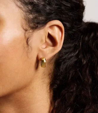 Ellis Domed Collection Two-Tone Stainless Steel Hoop Earrings