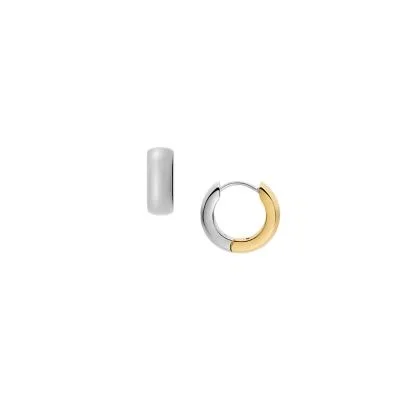 Ellis Domed Collection Two-Tone Stainless Steel Hoop Earrings Ellis Domed Collection Two-Tone Stainless Steel Hoop Earrings