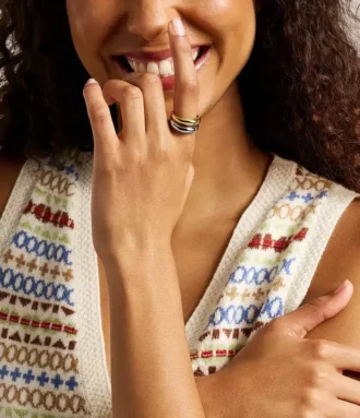 Ellis Domed Collection Two-Tone Stainless Steel Stack Ring