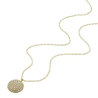 Ellis Glitz Disc Gold-Tone Stainless Steel Chain Necklace Ellis Glitz Disc Gold-Tone Stainless Steel Chain Necklace
