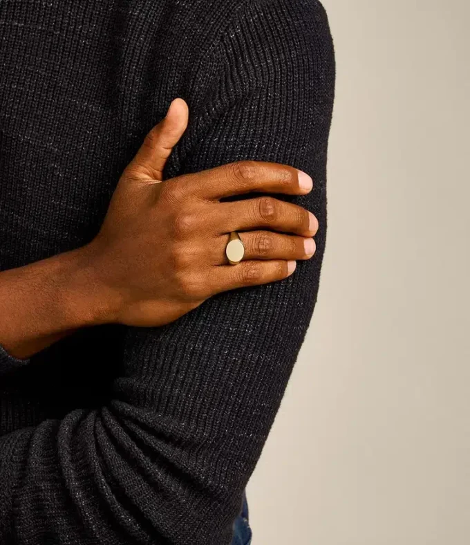 Ellis Gold-Tone Stainless Steel Signet Ring Ellis Gold-Tone Stainless Steel Signet Ring