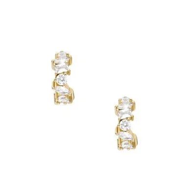 Ellis Mixed Shapes Gold-Tone Brass Hoop Earrings Ellis Mixed Shapes Gold-Tone Brass Hoop Earrings
