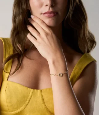 Ellis Mixed Shapes Gold-Tone Brass Station Bracelet
