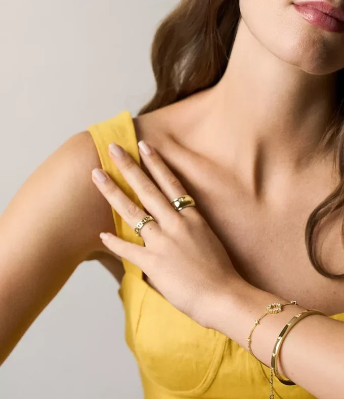 Ellis Mixed Shapes Gold-Tone Brass Station Bracelet Ellis Mixed Shapes Gold-Tone Brass Station Bracelet