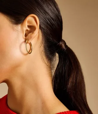 Ellis Pavé Glitz Gold-Tone Brass Hoop Earrings