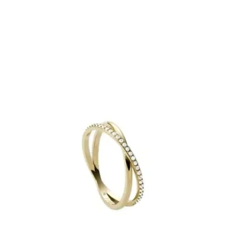 Ellis Pavé Glitz Gold-Tone Stainless Steel Band Ring