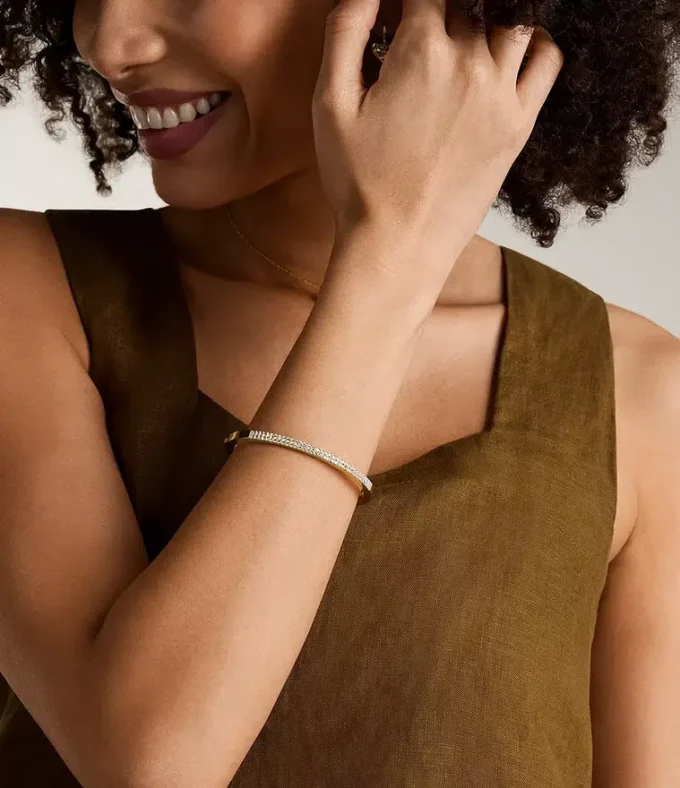 Ellis Pavé Glitz Gold-Tone Stainless Steel Bangle Bracelet Ellis Pavé Glitz Gold-Tone Stainless Steel Bangle Bracelet