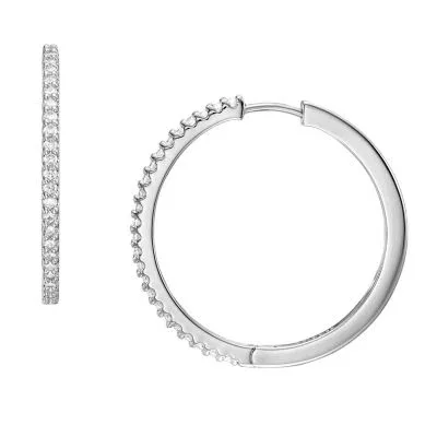 Ellis Pavé Glitz Silver-Tone Brass Hoop Earrings Ellis Pavé Glitz Silver-Tone Brass Hoop Earrings