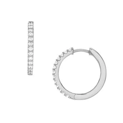 Ellis Pavé Glitz Silver-Tone Brass Hoop Earrings Ellis Pavé Glitz Silver-Tone Brass Hoop Earrings
