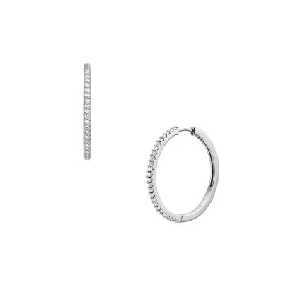 Ellis Pavé Glitz Silver-Tone Brass Hoop Earrings Ellis Pavé Glitz Silver-Tone Brass Hoop Earrings