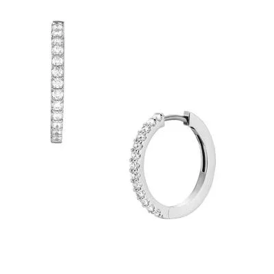 Ellis Pavé Glitz Silver-Tone Brass Hoop Earrings Ellis Pavé Glitz Silver-Tone Brass Hoop Earrings