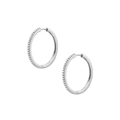 Ellis Pavé Glitz Silver-Tone Brass Hoop Earrings Ellis Pavé Glitz Silver-Tone Brass Hoop Earrings