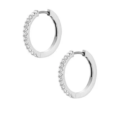 Ellis Pavé Glitz Silver-Tone Brass Hoop Earrings Ellis Pavé Glitz Silver-Tone Brass Hoop Earrings