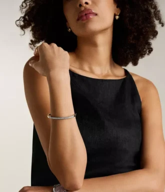 Ellis Pavé Glitz Stainless Steel Bangle Bracelet