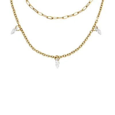 Ellis Shaky Glitz Gold-Tone Stainless Steel Multi-Strand Necklace Ellis Shaky Glitz Gold-Tone Stainless Steel Multi-Strand Necklace