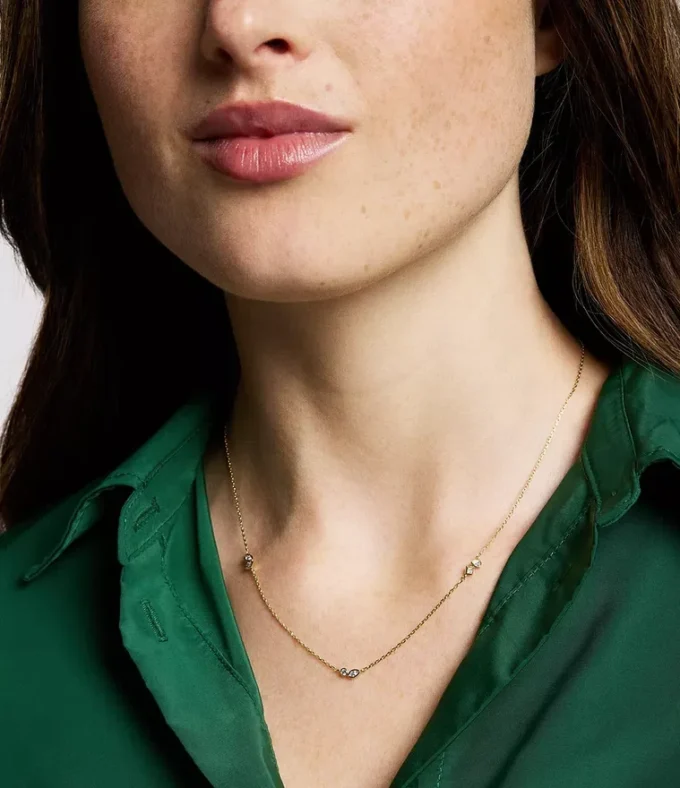 Ellis Toi Et Moi Gold-Tone Brass Station Necklace Ellis Toi Et Moi Gold-Tone Brass Station Necklace