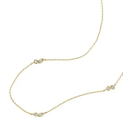 Ellis Toi Et Moi Gold-Tone Brass Station Necklace Ellis Toi Et Moi Gold-Tone Brass Station Necklace