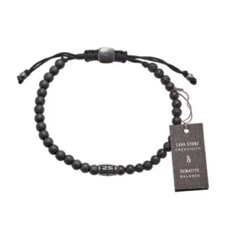 Everett Hematite and Black Lava Stone Bracelet